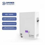 Wall-Mounted 24V 2.4kWh 100Ah DiPower Lithium Battery – Solar Energy Storage (6000 Cycles)