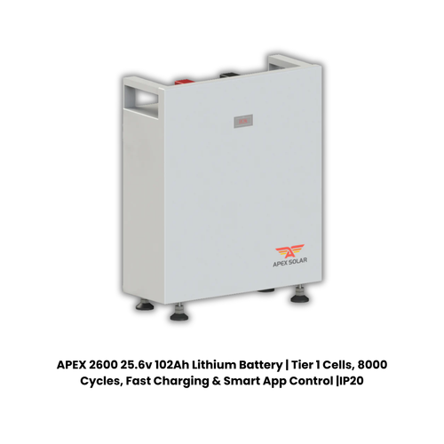 APEX 2600 | 2.6kWh 25.6V 102Ah LiFePO₄ Battery | 8000 Cycles | IP20