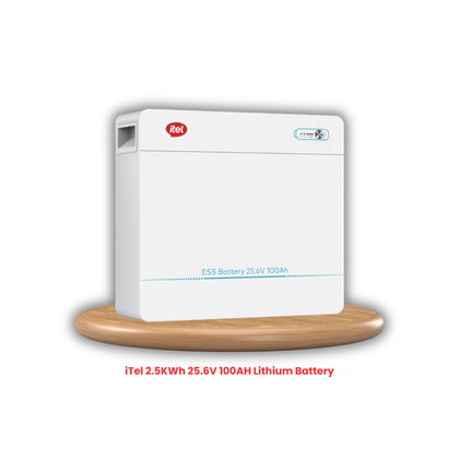 iTel | 2.56kWh 25.6V 100Ah LiFePO₄ Lithium Battery | Wall Mounted