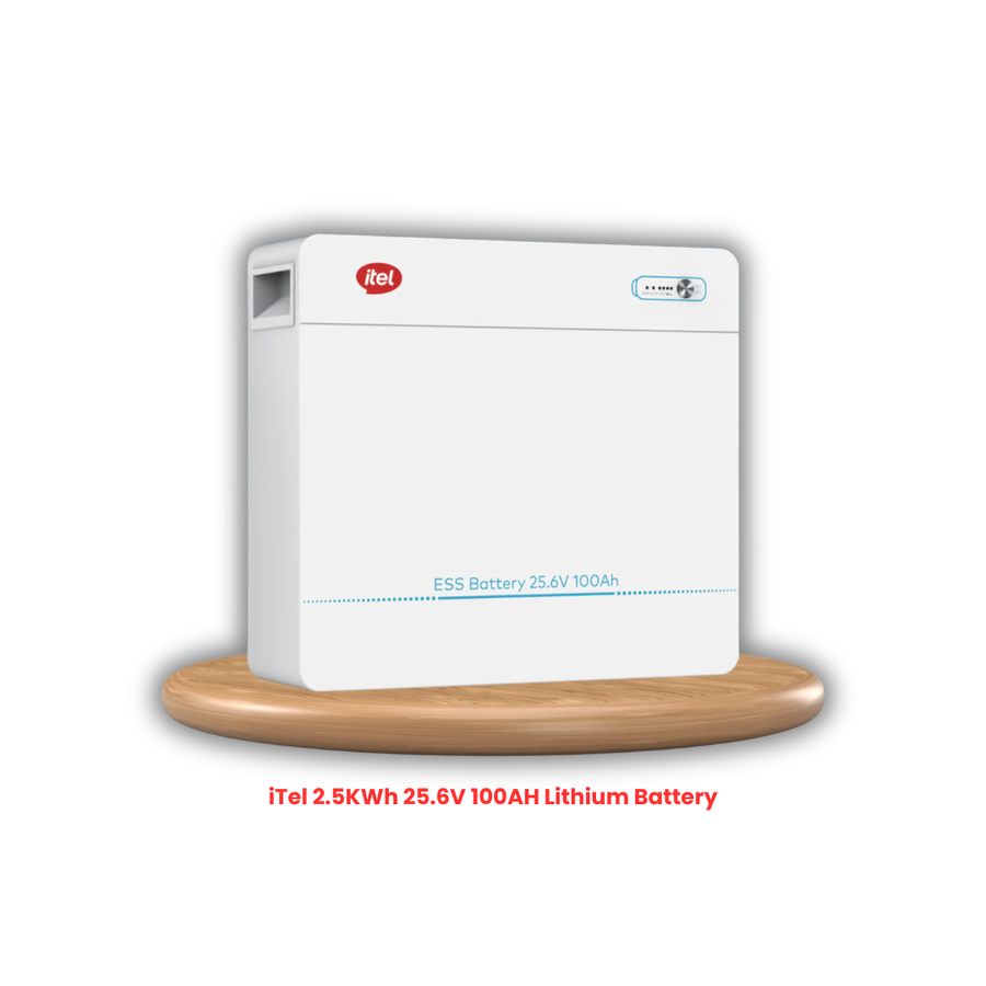 iTel | 2.56kWh 25.6V 100Ah LiFePO₄ Lithium Battery | Wall Mounted