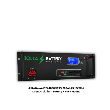Jolta Nova JB244800N 5.12kWh 25.6V 200Ah LiFePO₄ Rack Mount Lithium Battery | Smart BMS