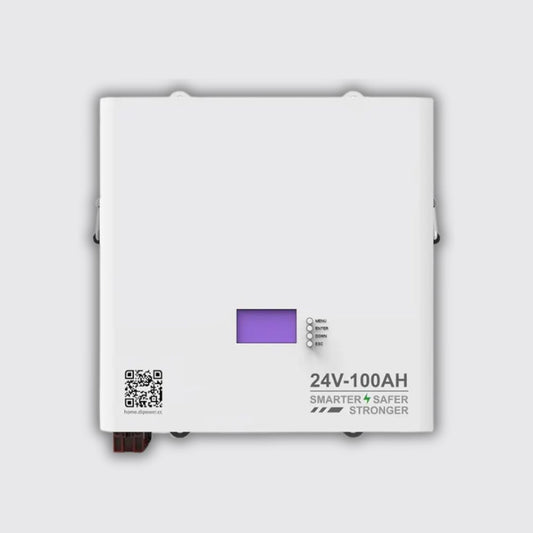 Wall-Mounted 24V 2.4kWh 100Ah DiPower Lithium Battery – Solar Energy Storage (6000 Cycles)